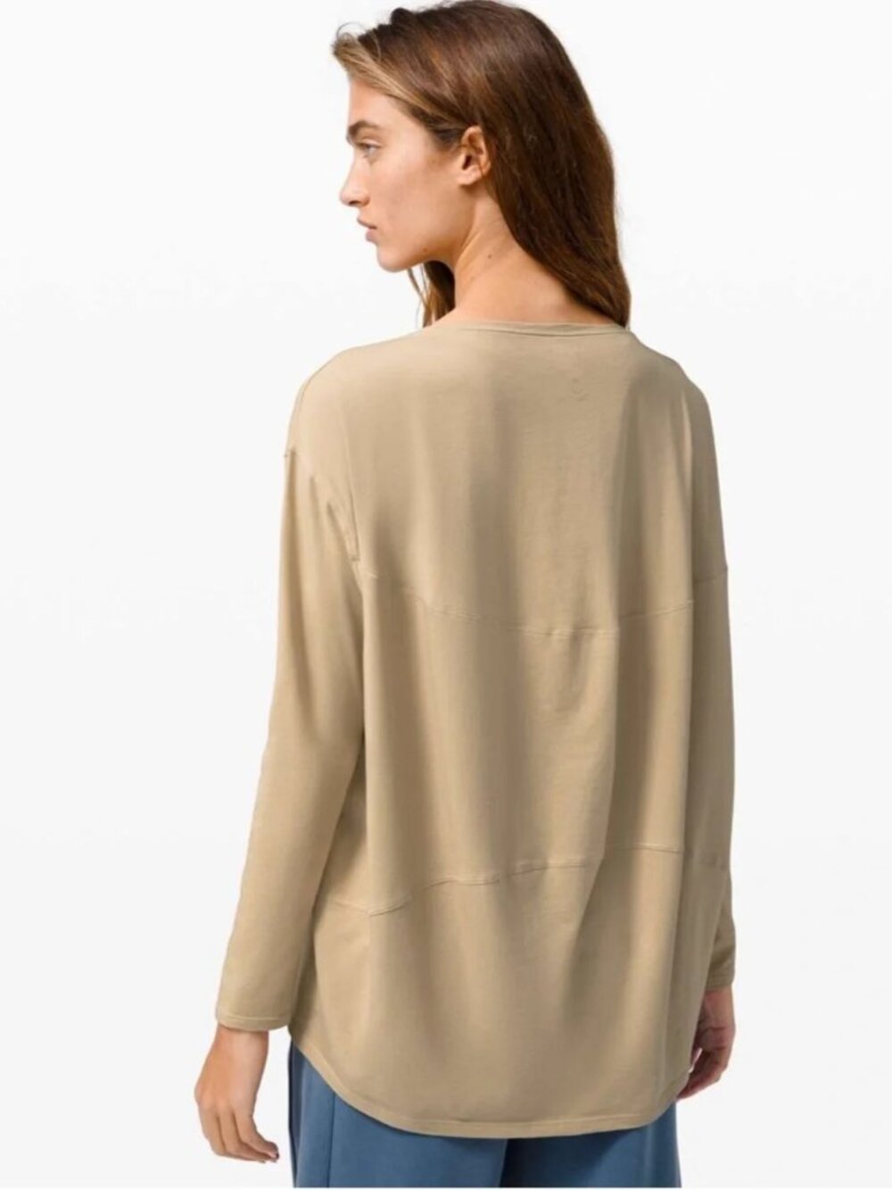 Lululemon Back In Action Long Sleeve Beige Tank Top Size 10 12